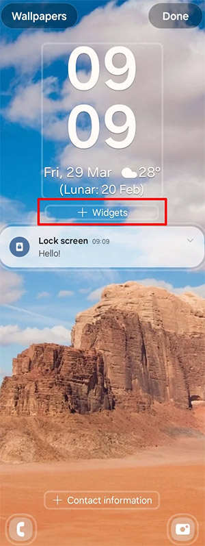 Thêm tiện ích màn hình khóa Samsung 