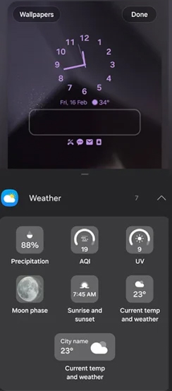 Tiện ích màn hình khóa Samsung 