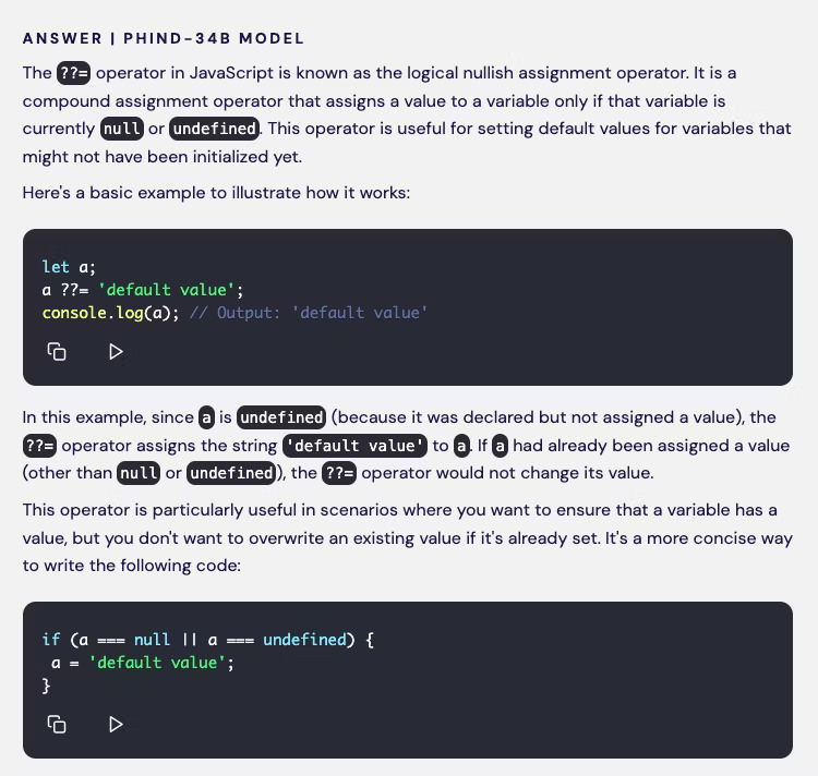 Phind trả lời các câu hỏi về các bổ sung gần đây cho JavaScript