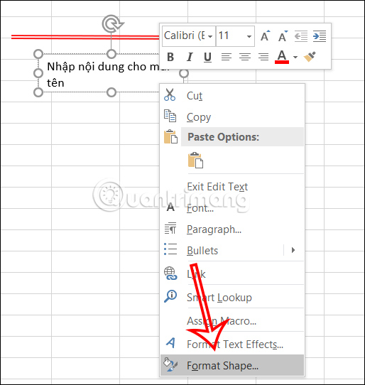 Chỉnh Text box trong Excel