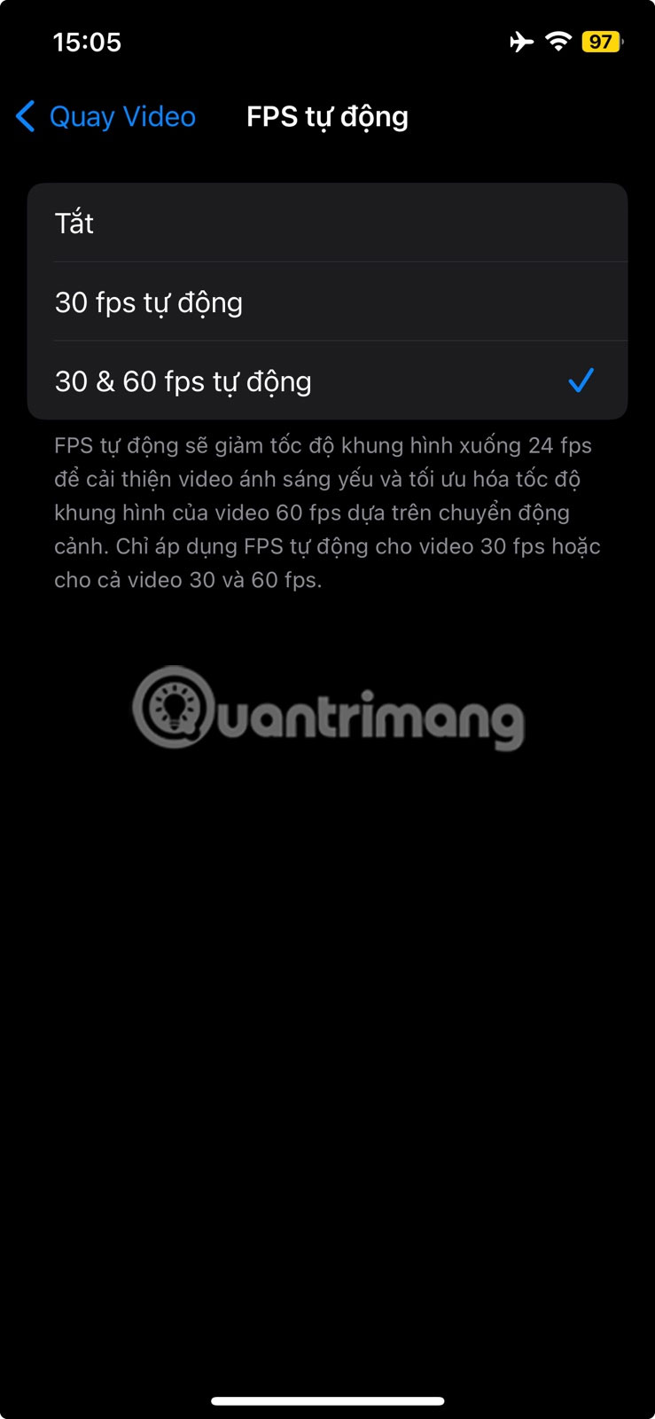 Tự động chọn 30 và 60 khung hình / giây