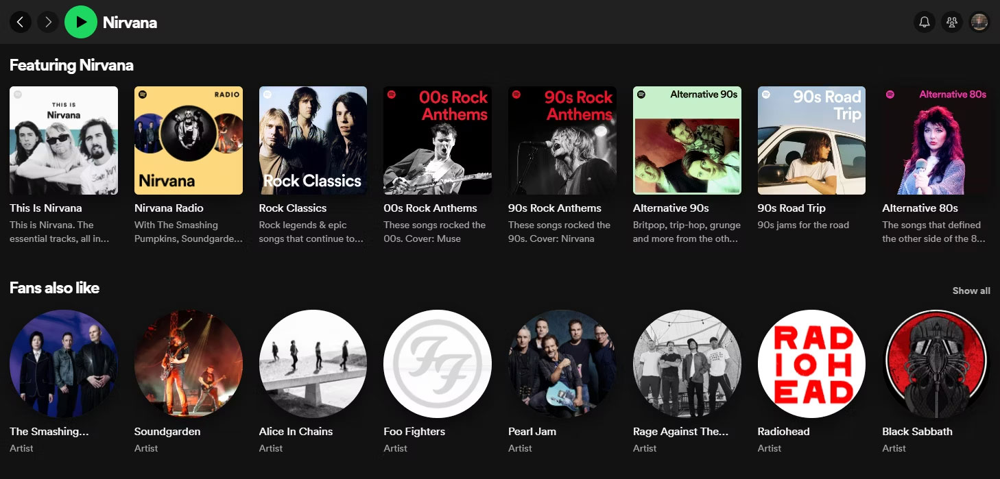 Tính năng Fans also like của Spotify đề xuất các nghệ sĩ tương tự