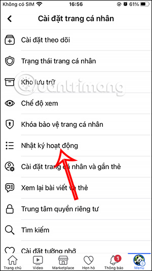 Nhật ký hoạt động trên Facebook