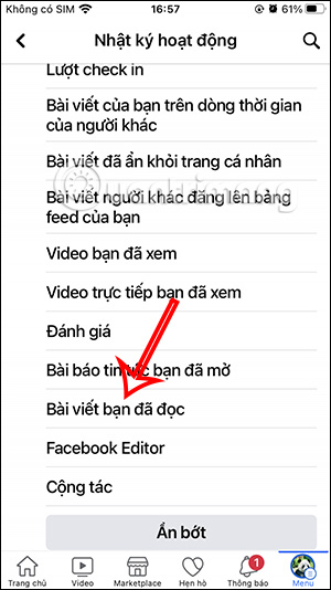 Bài viết đã đọc trên Facebook