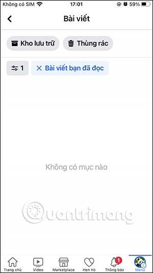 Lịch sử bài viết Facebook đã đọc