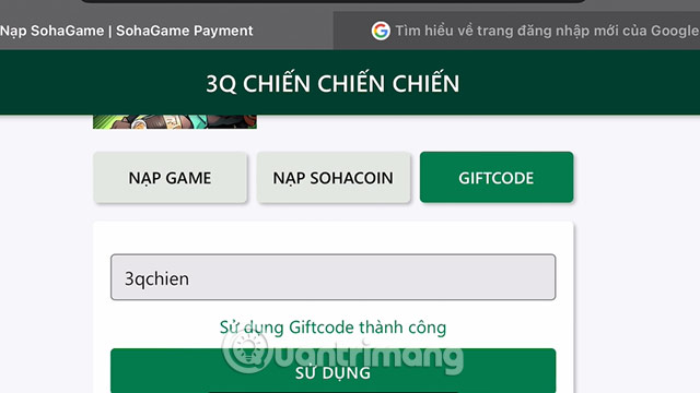giftcode 3q chien chien chien
