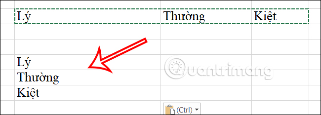 Chuyển hàng thành cột trong Excel 
