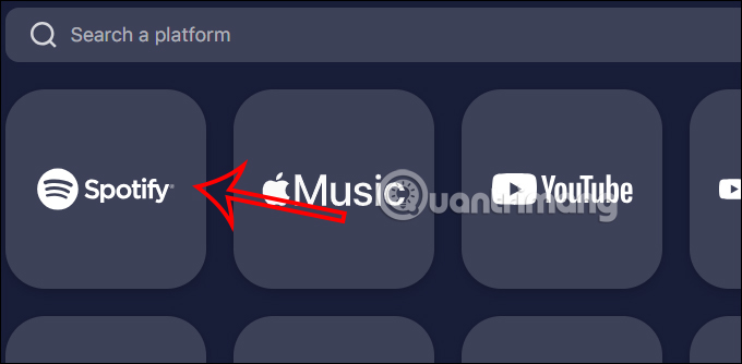 Chọn dịch vụ Spotify