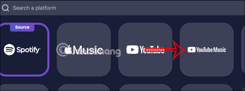 Chọn đích đến YouTube Music