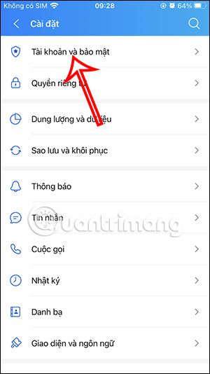 Tài khoản và bảo mật Zalo