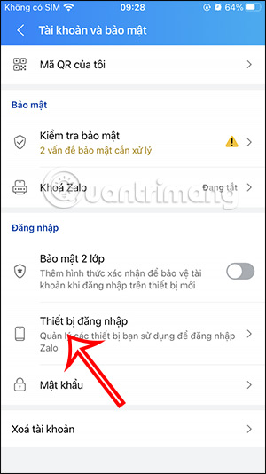 Thiết bị đăng nhập Zalo