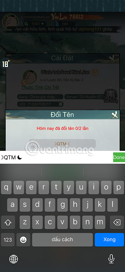 đổi tên nv tiểu yêu tầm đạo