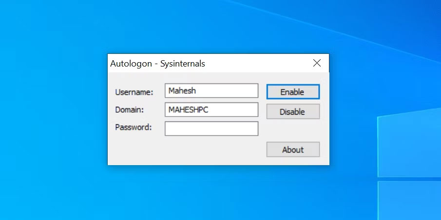 Sử dụng Autologon để tự động đăng nhập tài khoản người dùng trên Windows 10