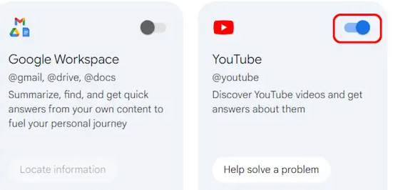 Kích hoạt tiện ích YouTube trên Gemini