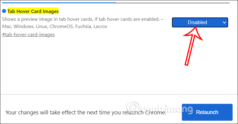 Tắt flag Tab Hover Card Images Chrome