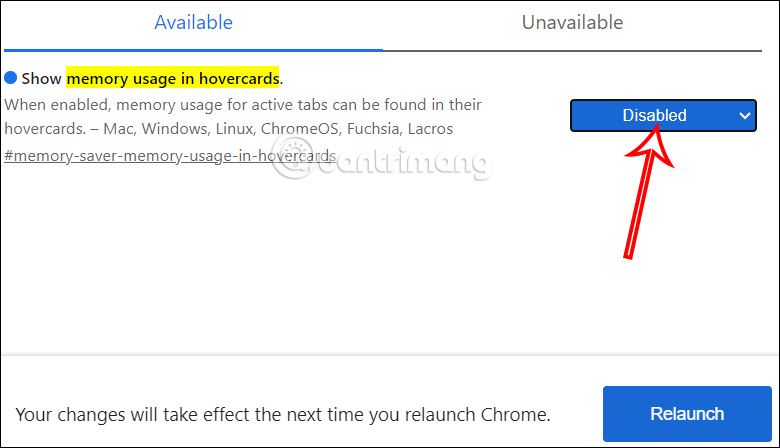 Ẩn dung lượng tab sử dụng trên Chrome