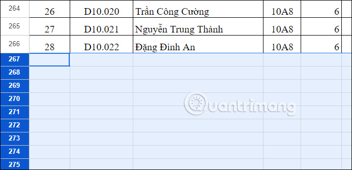 Chọn các hàng bạn muốn ẩn trong Google Trang tính