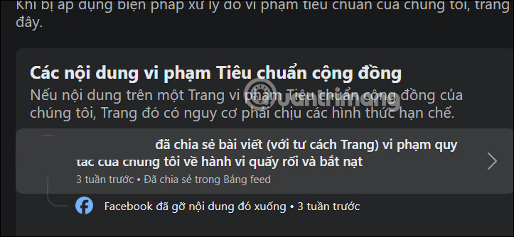 Trạng thái trang Facebook