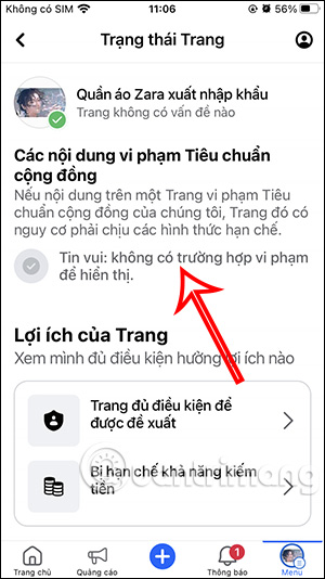 Chất lượng trang Facebook