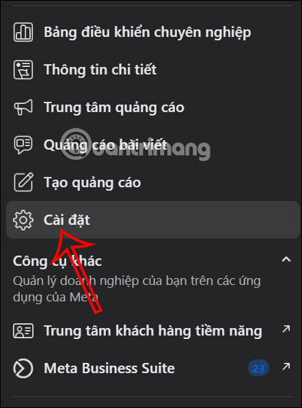 Cài đặt trang Facebook