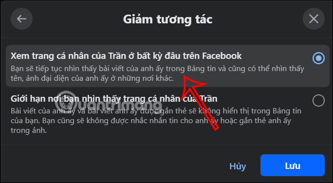 Nội dung đối phương nhìn thấy trên Facebook