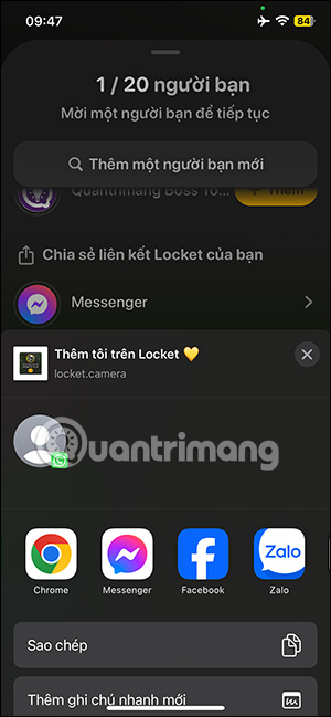 Tùy chọn chia sẻ mề đay