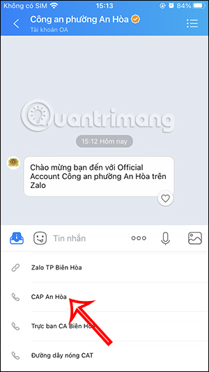 Số điện thoại Công an phường trên Zalo