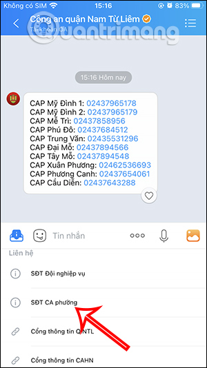 Số điện thoại công an phường