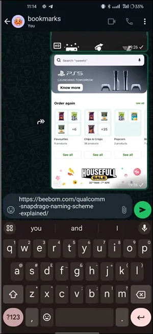 Tắt xem trước liên kết WhatsApp