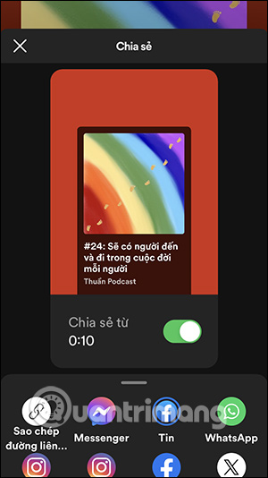 Chọn ứng dụng chia sẻ podcast Spotify