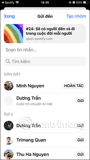 Liên kết chia sẻ podcast Spotify