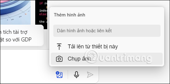 Chọn nơi tải ảnh lên Copilot 
