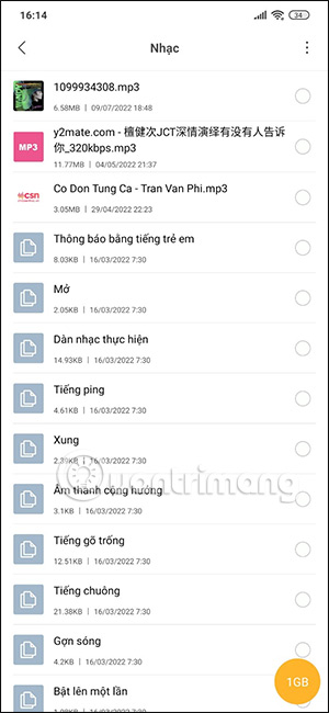 Chọn file âm thanh gửi trên Messenger