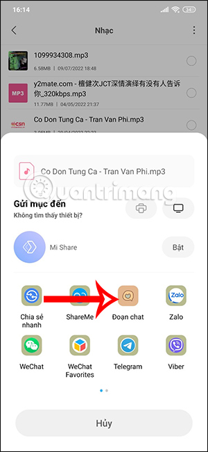 Gửi file âm thanh tren Messenger