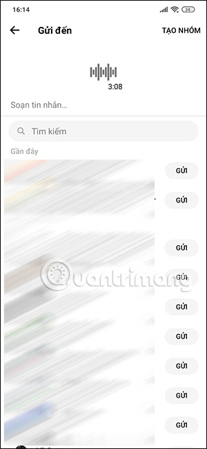 Chọn gửi trên Messenger