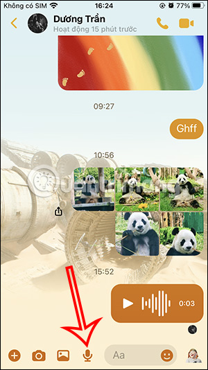 Biểu tượng ghi âm trực tiếp Messenger