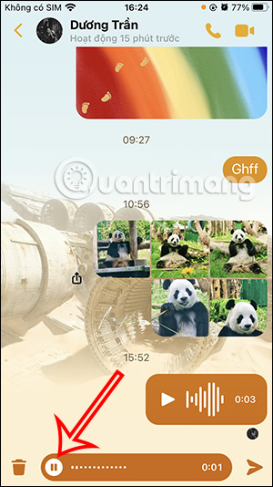 Dừng ghi âm trên Messenger