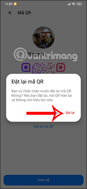 Đặt lại mã QR Messenger