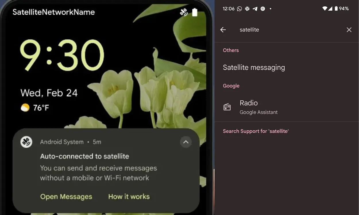 Satellite Messaging Android 15 DP2