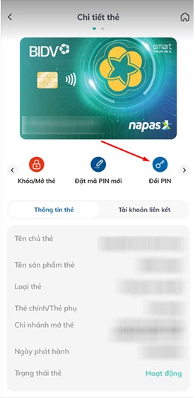 Đổi mã PIN trên ngân hàng thông minh SmartBanking