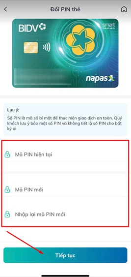 Nhập mã PIN mới trên Bank SmartBanking