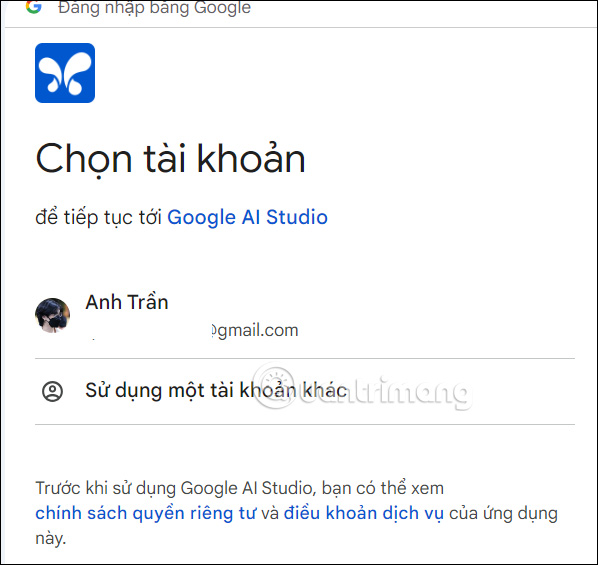 Google AI Studio truy cập tài khoản Google của bạn