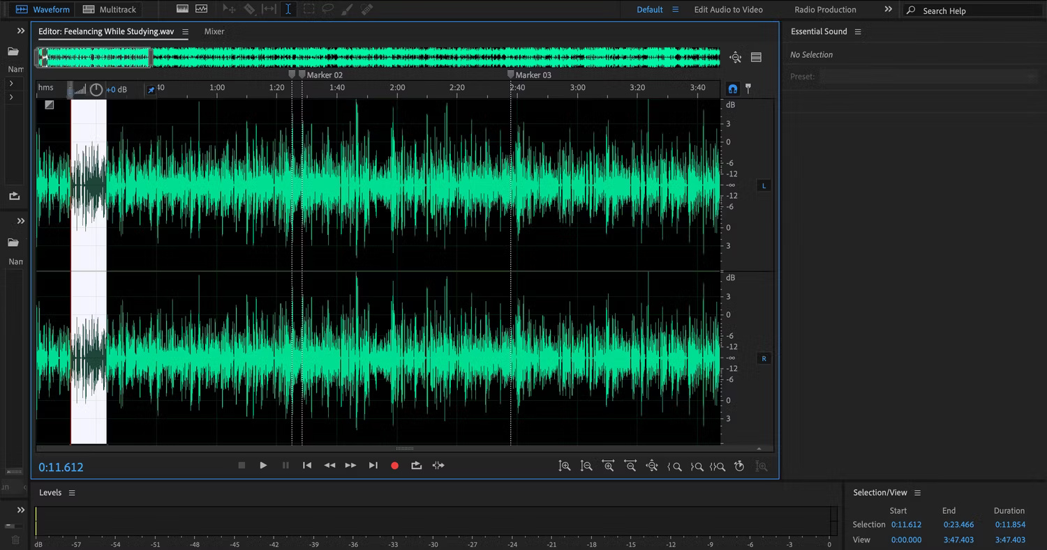 Xóa âm thanh trong ứng dụng Adobe Audition