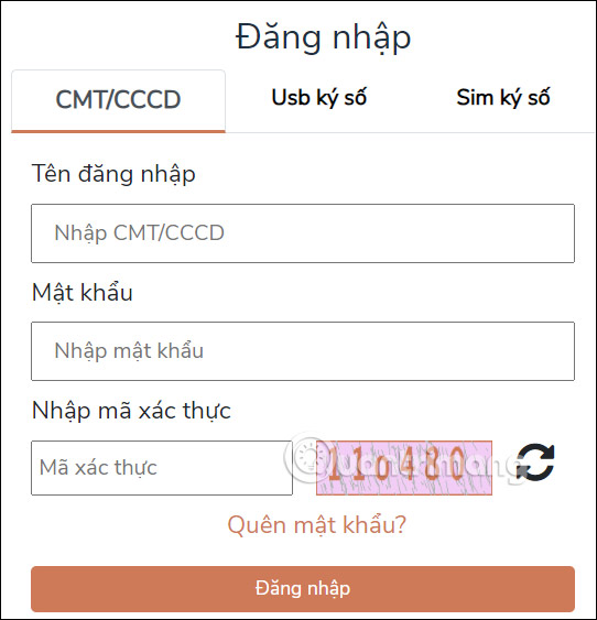 Thông tin tài khoản Cổng thông tin điện tử DVC Quốc gia 