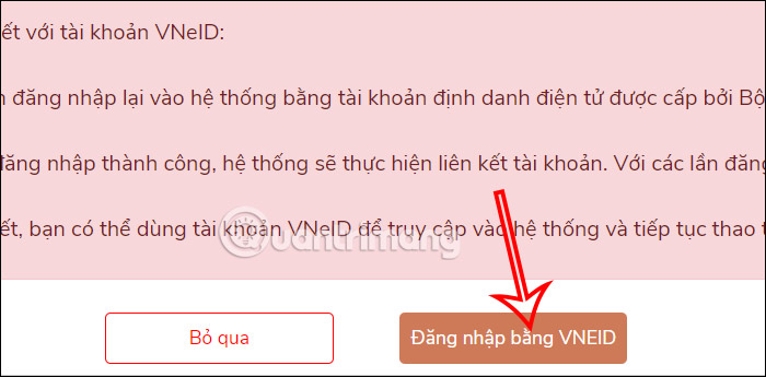 Đăng nhập Cổng thông tin DVC Quốc gia bằng VneID