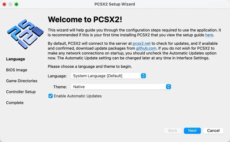 Trình hướng dẫn cài đặt macOS PCSx2