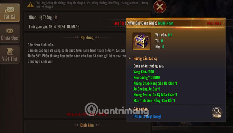 mã quà tặng thiên thần ánh sáng thánh