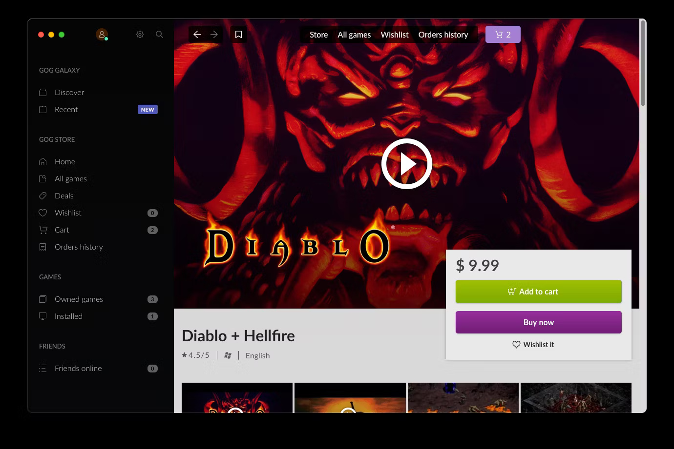 Diablo + Hellfire được bán trên GOG