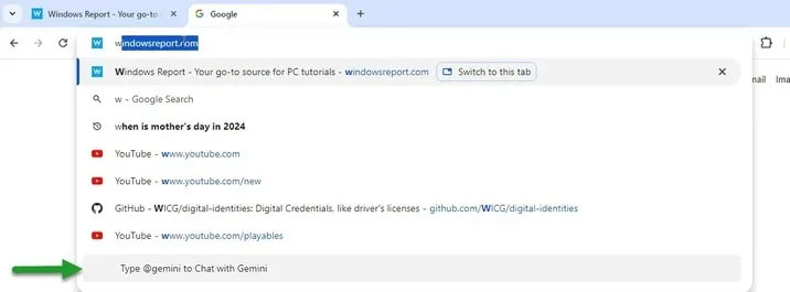 Phím tắt Gemini trên Google Chrome theo Windows Report