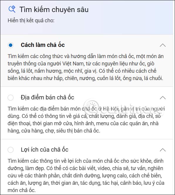 Nội dung tìm kiếm chuyên sâu trên Bing 